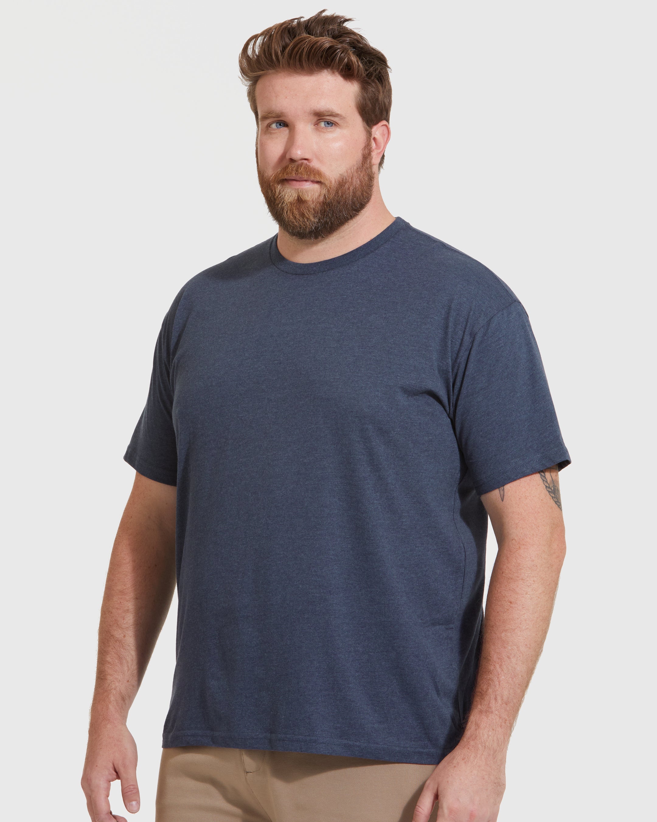 Heather Blue - Crew Navy Men\'s Neck Classic T-Shirt True
