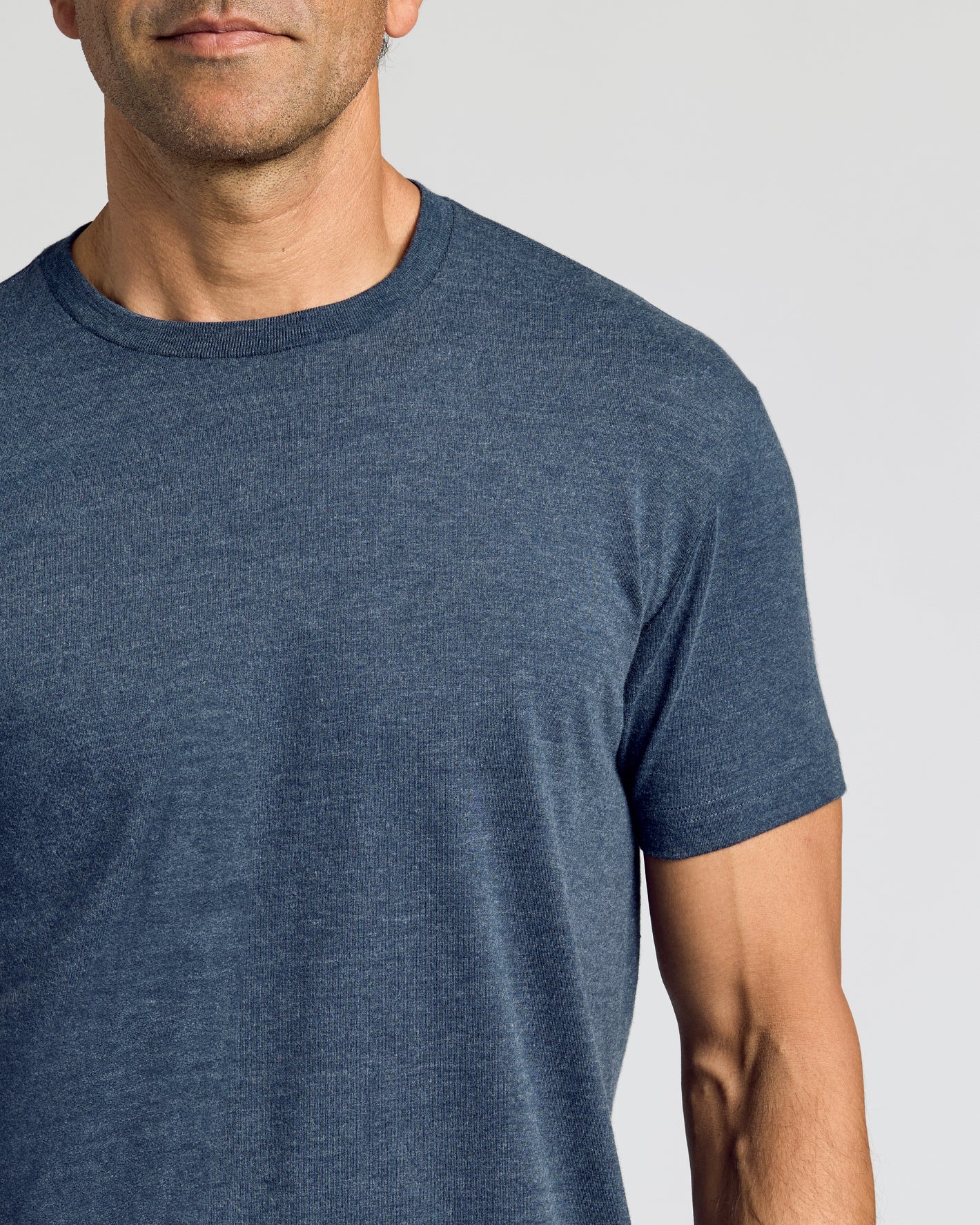 Men's Heather Navy Blue Classic Short Sleeve Crew Neck T-Shirt - True ...