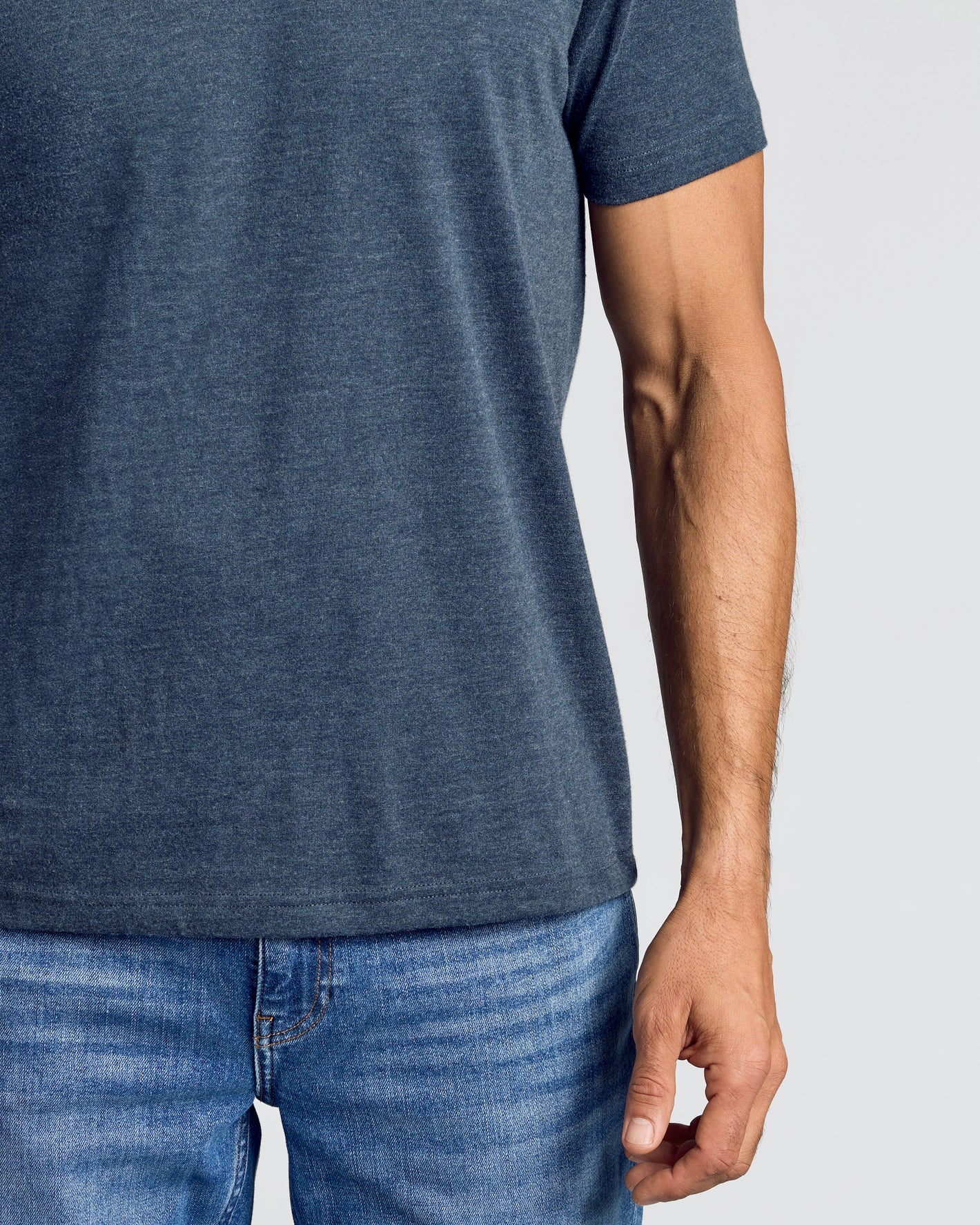 Men's Heather Navy Blue Classic Short Sleeve Crew Neck T-Shirt - True ...