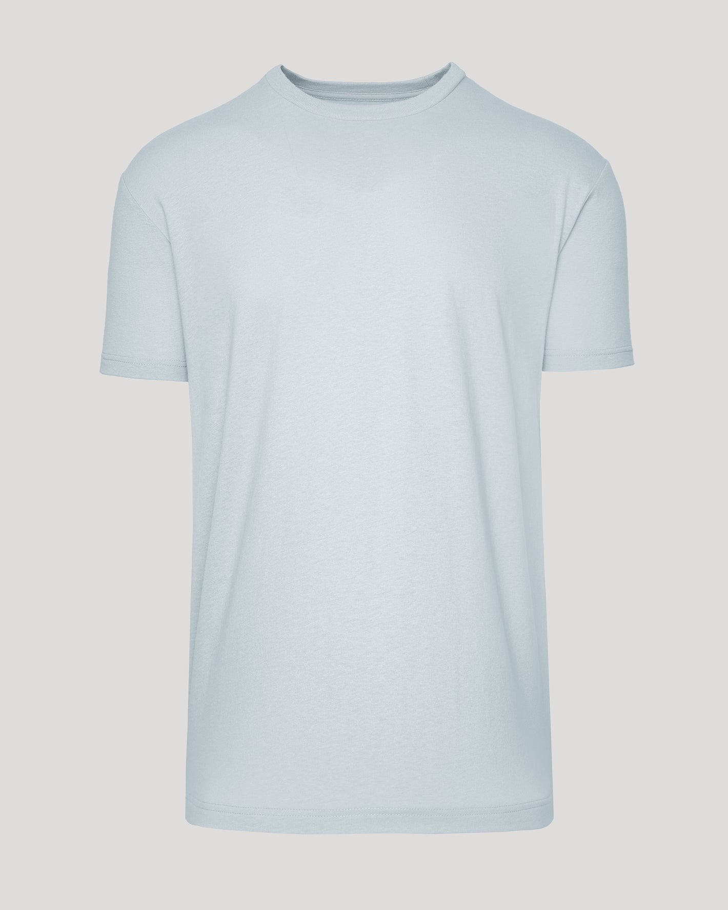 Icicle Classic Crew Neck T-shirt, light-blue, laid flat, plain design.