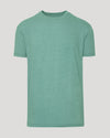 Light Heather Greenery Classic Crew Neck T-shirt, short-sleeved, laid flat.