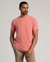 Light Heather Vermilion Classic Crew Neck on model with khaki trousers.