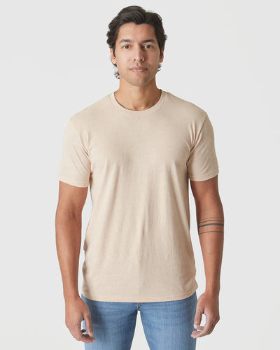Classic Crew Neck - Light Camel Cream Heather