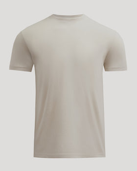 Sandstone Short Sleeve Crew Neck Tee, plain light-beige, displayed flat.