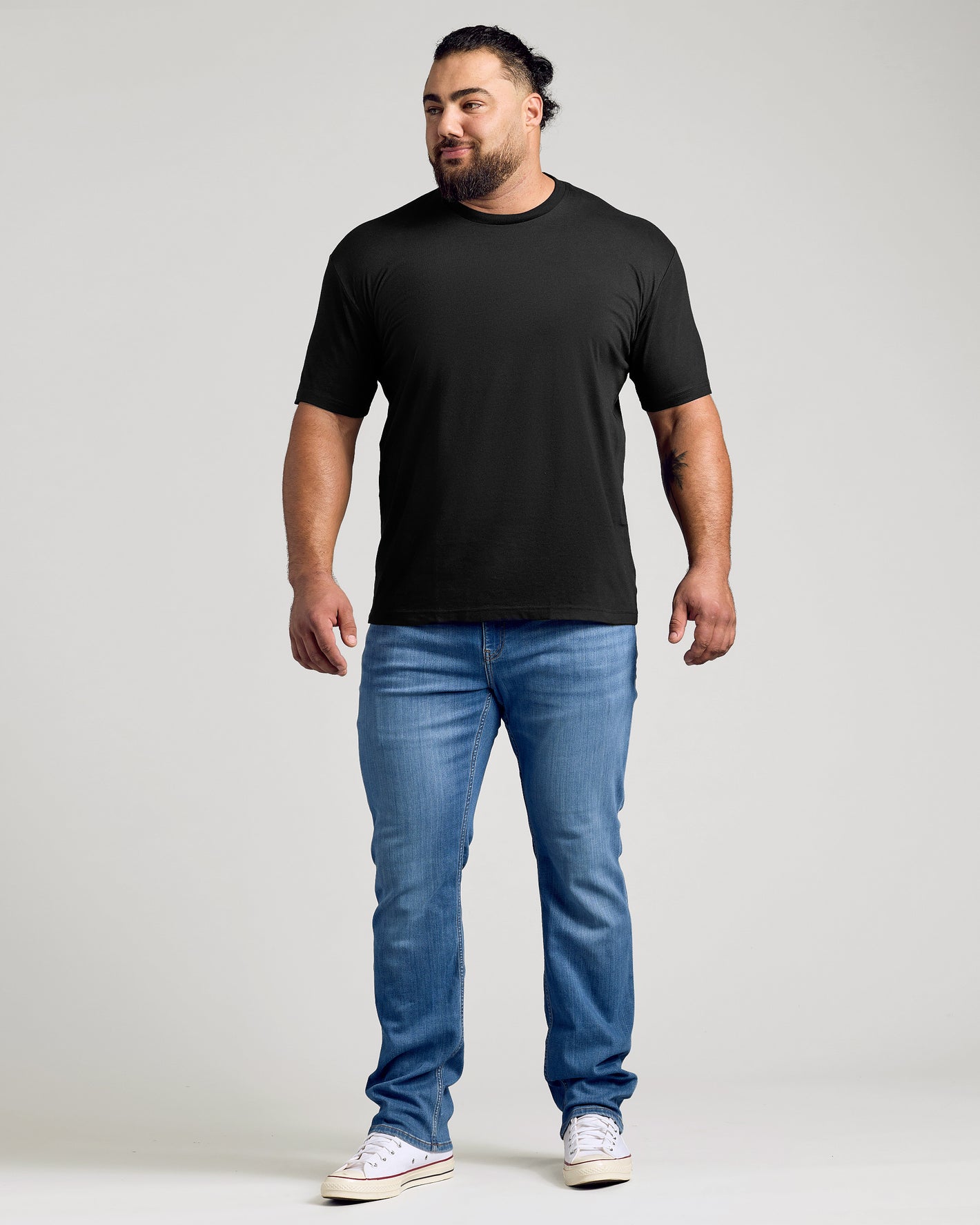 dress crew neck shirts for men Basic Crewneck T-Shirt for Men in True Black