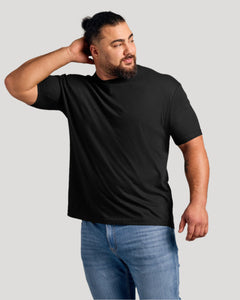 True ClassicMan in black Crew Core Sleeve Variety 6-Pack T-shirt, casual pose.
