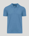 Dark Heather Blue Lake Classic Polo with two-button placket and collar.