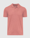 Heather Cayenne Classic Polo: Men's heathered coral polo with fold-over collar.