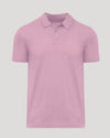 Heather Mauve Classic Polo, short-sleeve, soft knit, three-button placket.