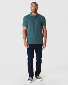 True ClassicGlacial Short Sleeve Polo 3-Pack modeled by man in jeans.