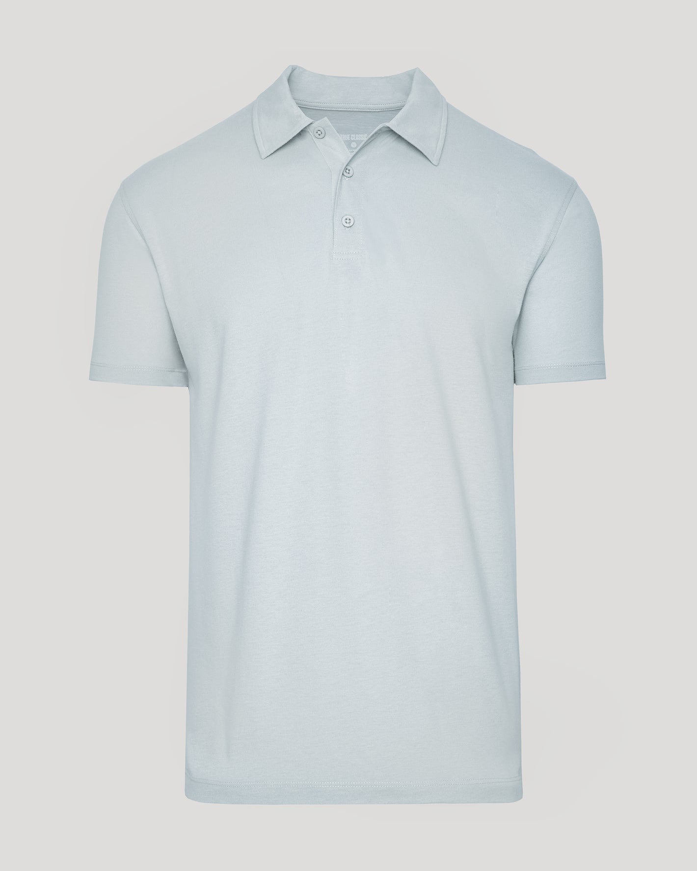 Icicle Classic Polo: pastel-blue, short-sleeve, classic collar, three-button placket.