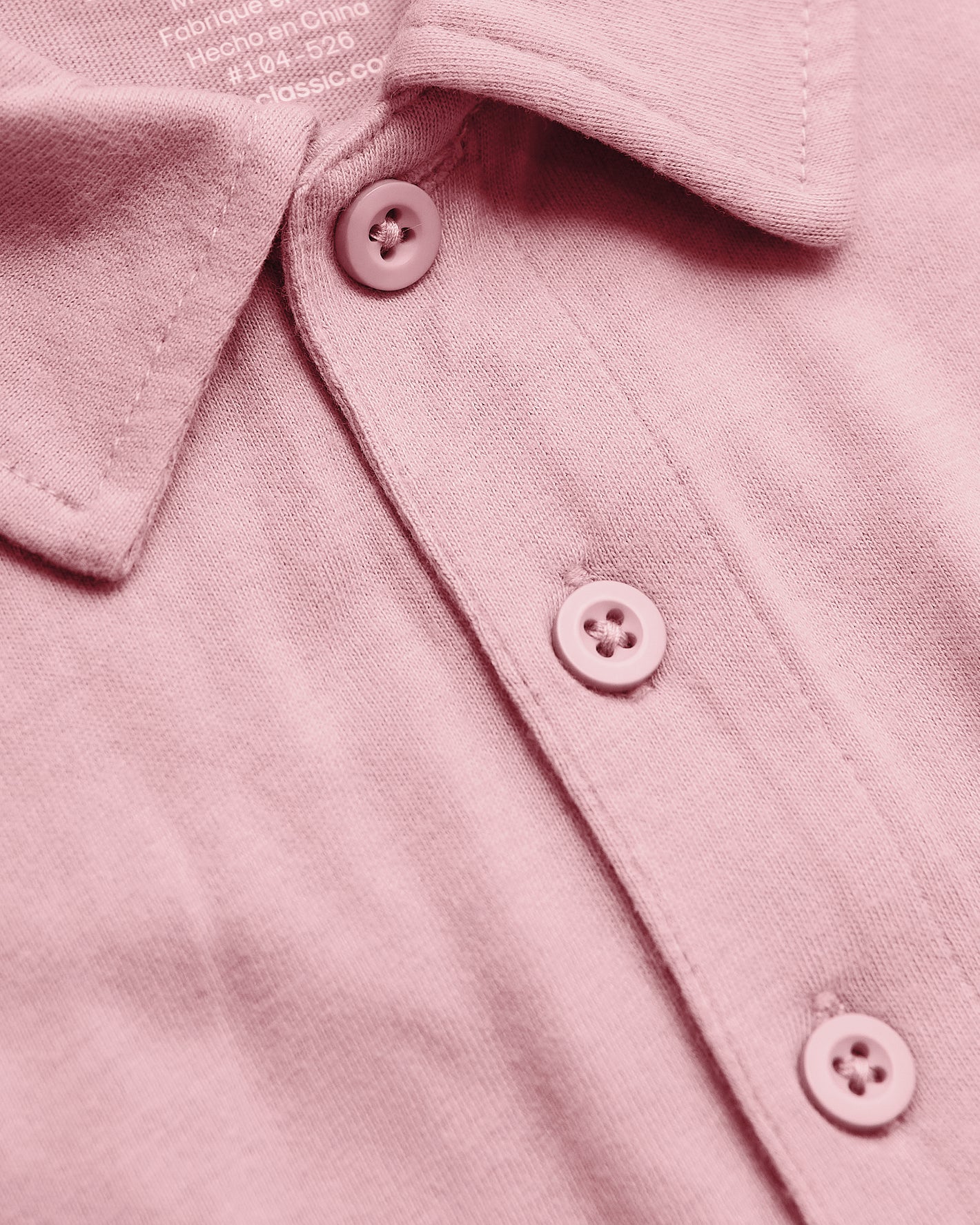 Light Heather Boysenberry Classic Polo close-up showing collar and button placket.