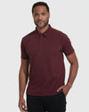 Mahogany Polo worn by man, showcasing fitted design and three-button placket.