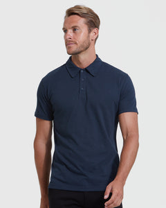 True ClassicMale model wearing All Navy Short Sleeve Polo 6-Pack.