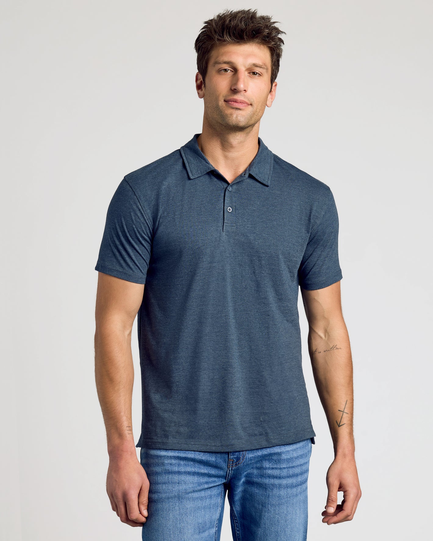 Heather Navy Classic Polo