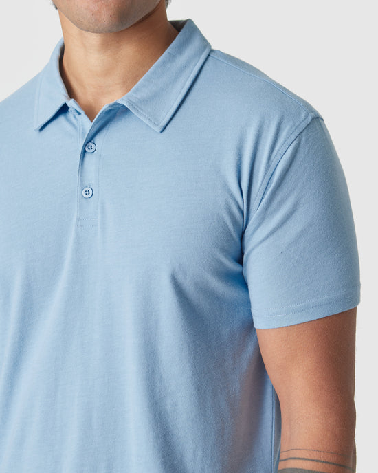 Heather Madison Stripe Polo - Alaskan Blue