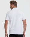 White Classic Polo 6-Pack, back view on model, relaxed fit.