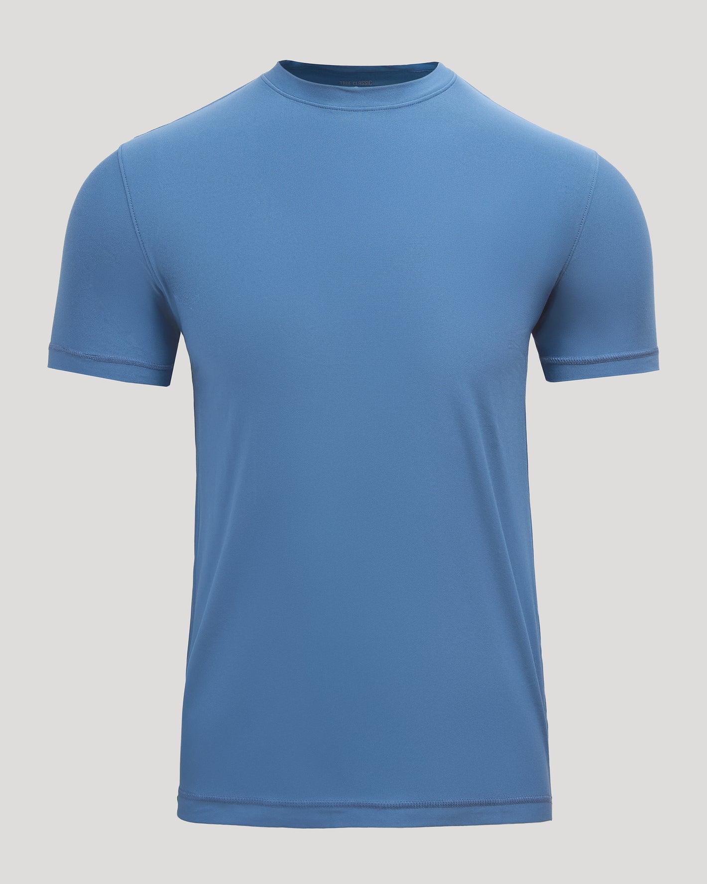 Azul Active Crew Neck Tee in medium-blue, laid flat.