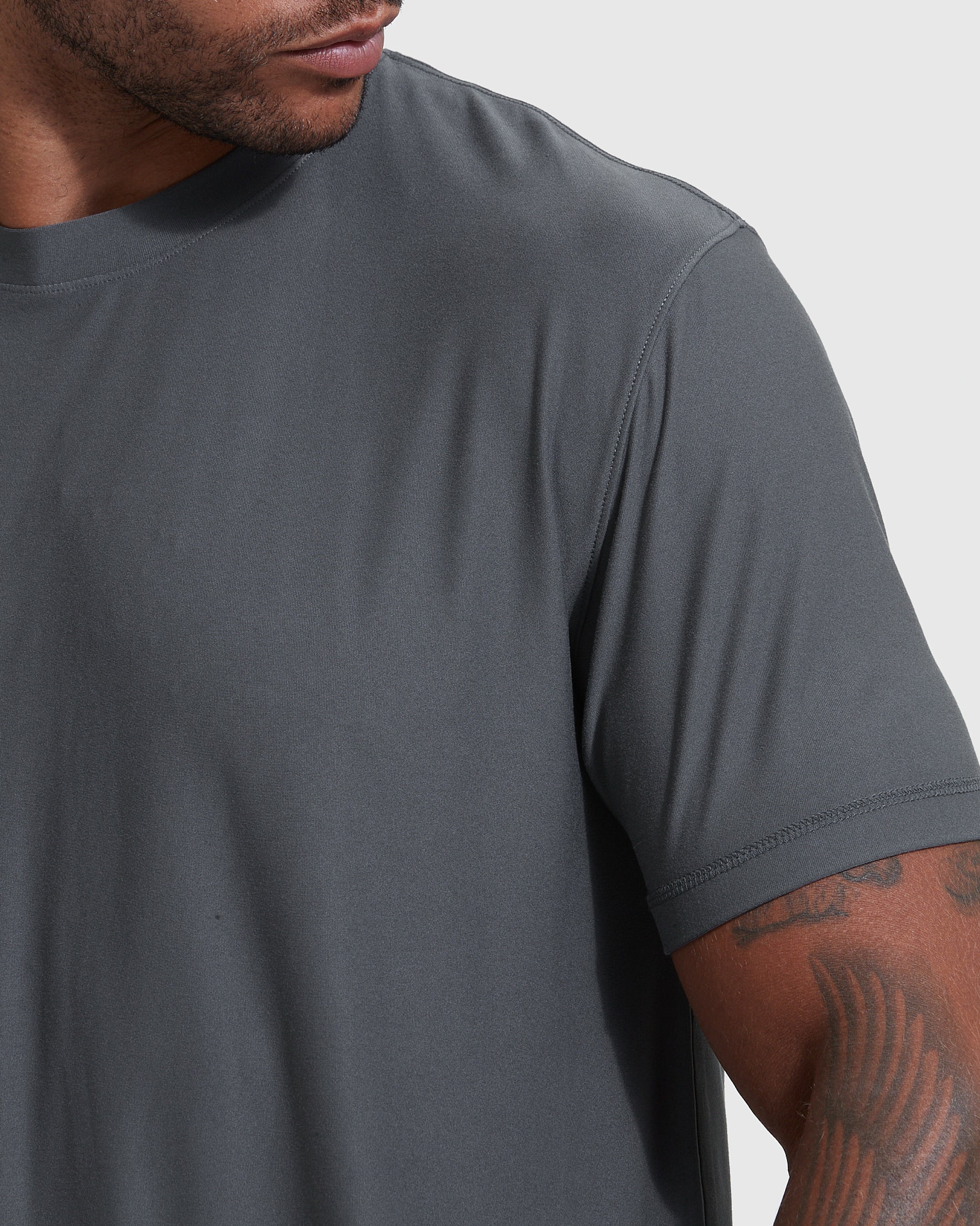 Men's Crew Neck T-Shirt - Tropical Macaw - Coastal Blue