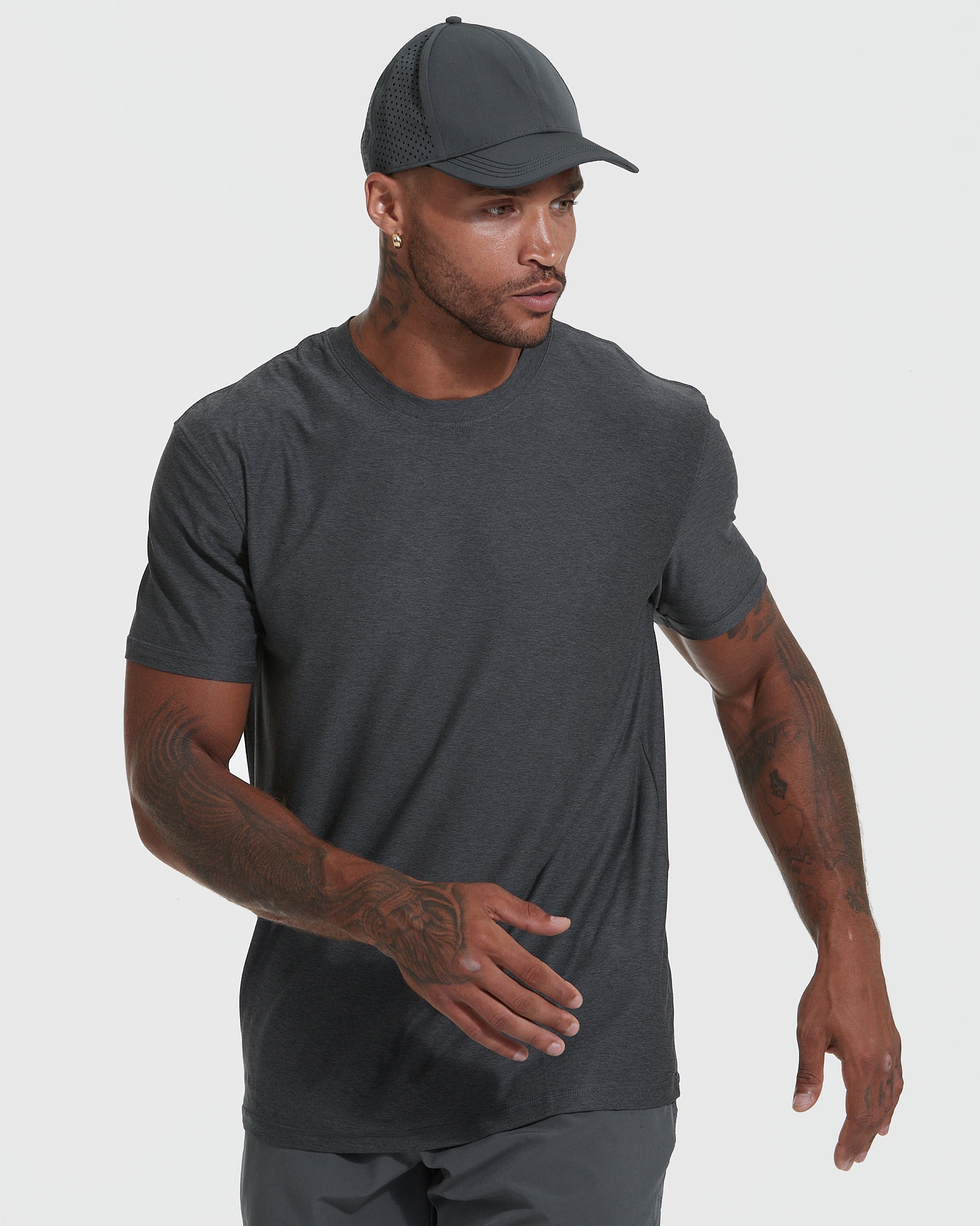 Charcoal Heather Gray Active Crew Neck T-Shirt