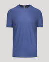 Cosmos Active Crew Neck Tee, heathered blue, laid flat, short-sleeved.