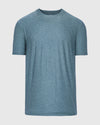 Heather Centurion Short Sleeve Active Crew Neck, heathered teal-blue, laid flat.