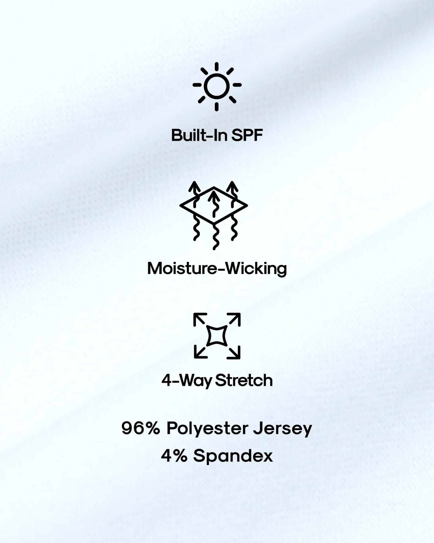 Active Crew 6-Pack with built-in SPF, moisture-wicking, 4-way stretch fabric.