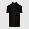 True Classic Men’s Active Polo - Black, short-sleeve, three-button, fold-over collar.