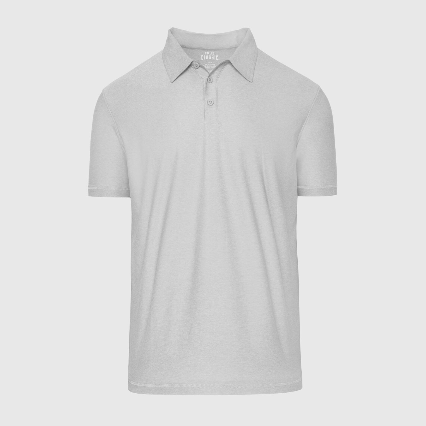 True Classic Men’s Active Short Sleeve Polo, light-gray with a sharp, modern fit.