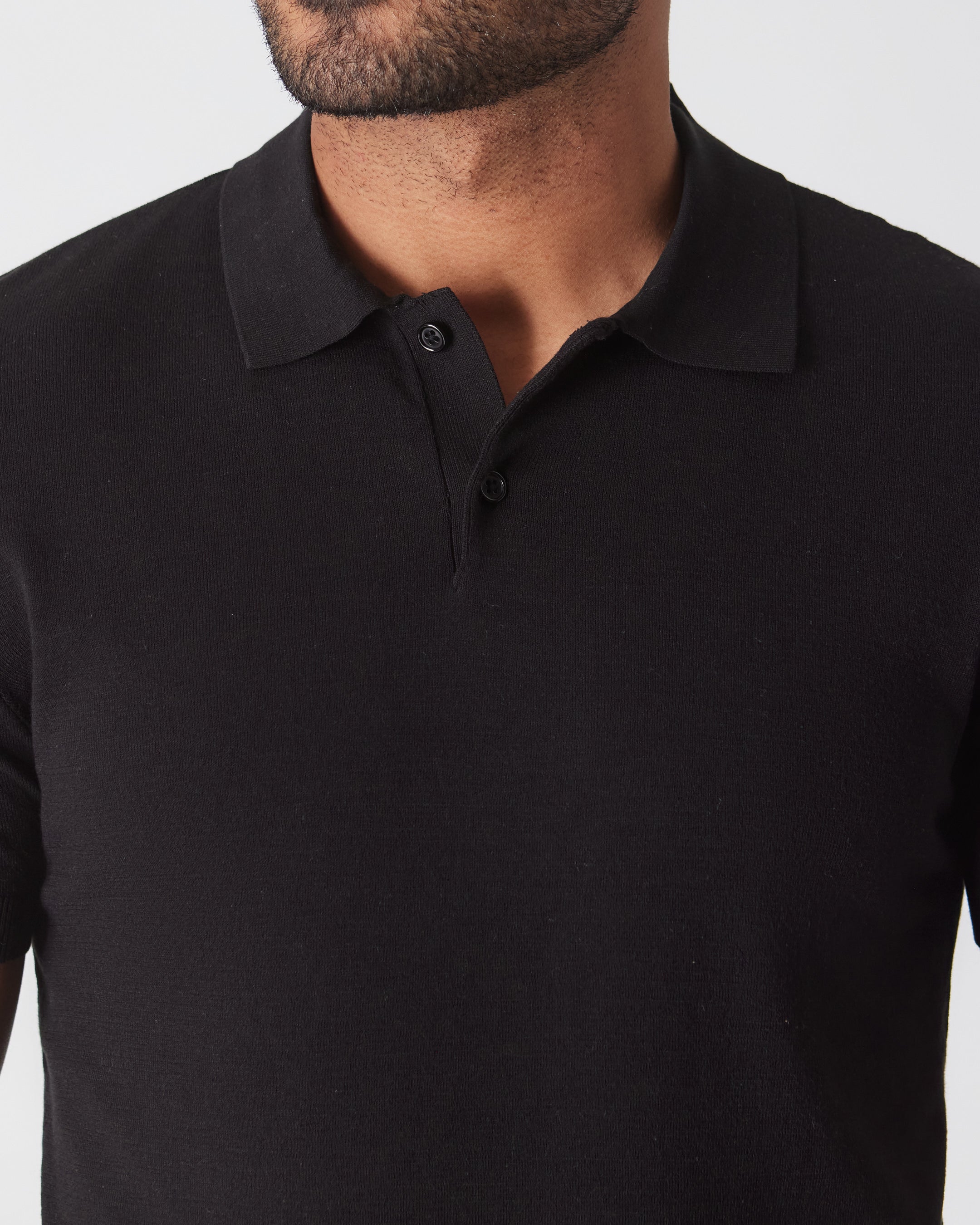 Black Short Sleeve Sweater Polo