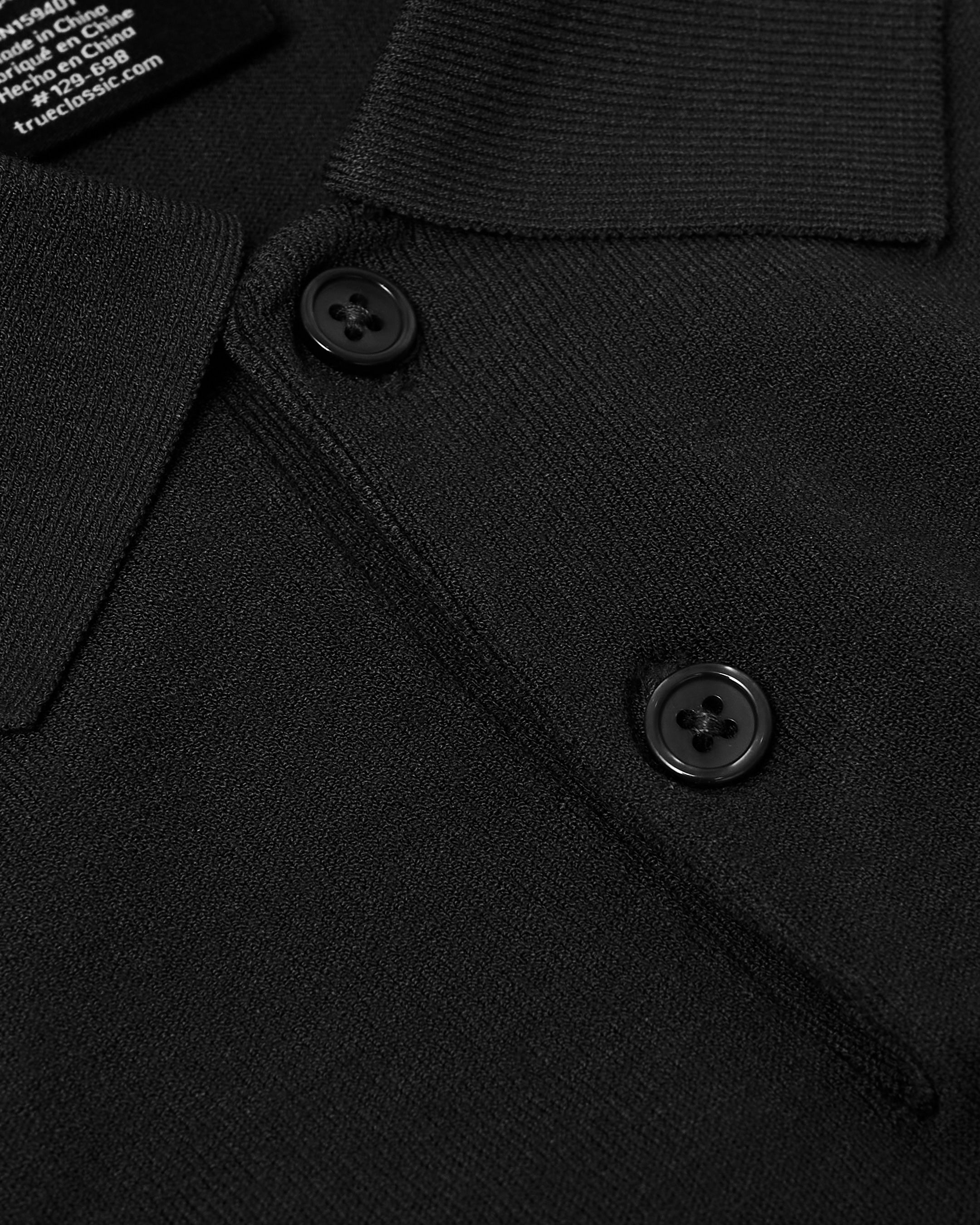 Black Short Sleeve Sweater Polo