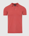 Garnet Short Sleeve Sweater Polo with knit collar and two-button placket.
