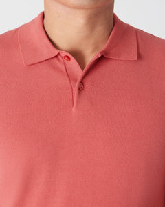 True ClassicGarnet Short Sleeve Sweater Polo with collar and two-button placket.