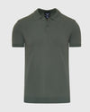 Moss Short Sleeve Sweater Polo with classic collar and two-button placket.