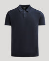 Navy Dressy Polo with classic collar and ribbed cuffs.