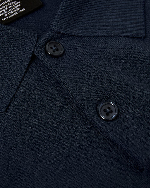 Navy Short Sleeve Sweater Polo