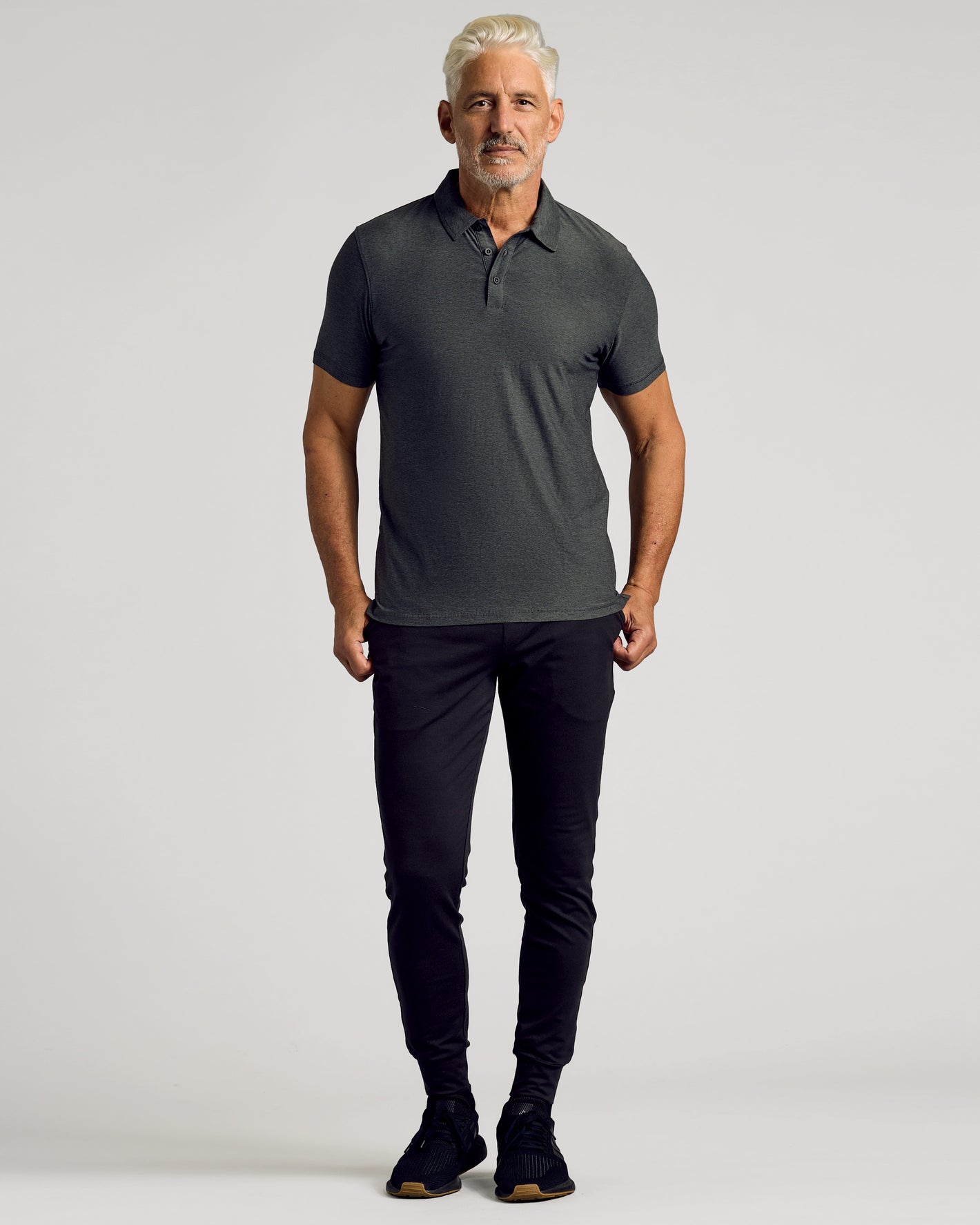 Charcoal Heather Gray Active Polo