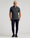 Charcoal Heather Gray Active Polo 2.0 worn with black jogger pants.