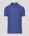 Cosmos Active Polo 2.0 in heathered blue, classic collar, three-button placket.