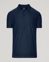 Dark Heather Fiord Active Polo 2.0, dark blue, short-sleeved, three-button placket.