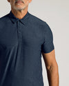 Dark Heather Fiord Active Polo 2.0 with three-button placket.