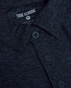 Dark Heather Fiord Active Polo 2.0, close-up of collar and buttons.