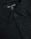 Dark Heather Forest Active Polo 2.0, showcasing button placket and collar.