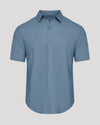 Fiord Short Sleeve Linen Shirt, light-blue with a classic collar and buttons.