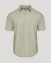 Mossy Oak Short Sleeve Linen Shirt, light sage, button-front, classic collar.