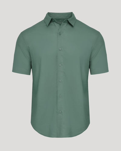 Linen Short Sleeve Shirt - Moss