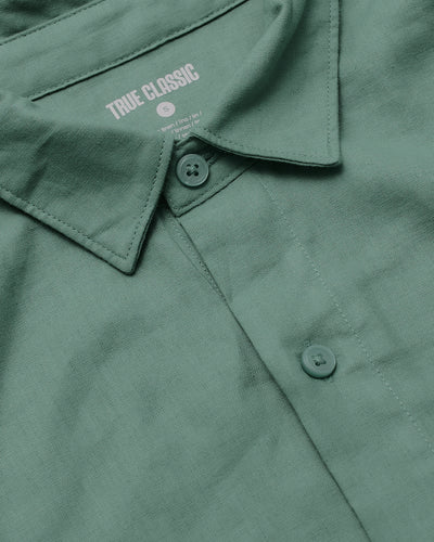 Linen Short Sleeve Shirt - Moss