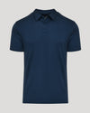 Navy Premium Pima Polo with classic collar and three-button placket.