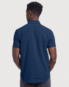 Back view of Timeless Short Sleeve Commuter Shirt in navy.