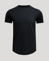 Black Premium Pima Crew Curved Hem T-shirt, short-sleeve, tailored, front view.